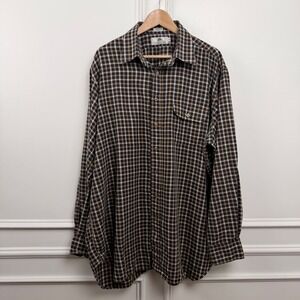 Carroll & Co Beverly Hills Mens XL Egyptian Cotton Check Button Down Shirt Black
